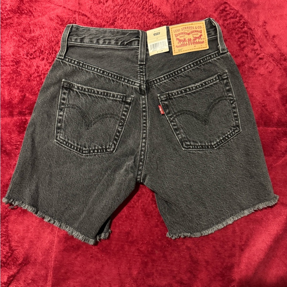 Levi's Charcoal Distressed Denim Shorts - Picture 4 of 8